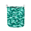 Teal Camouflage Print Collapsible Laundry Basket