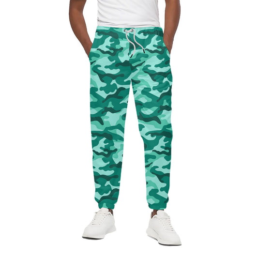 Teal Camouflage Print Cotton Pants