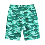 Teal Camouflage Print Cotton Shorts