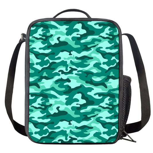 Teal Camouflage Print Crossbody Lunch Bag