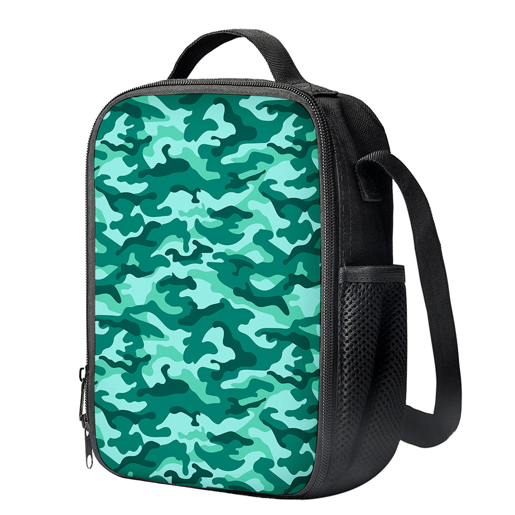 Teal Camouflage Print Crossbody Lunch Bag