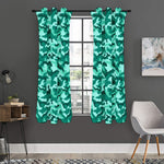 Teal Camouflage Print Curtain