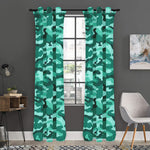 Teal Camouflage Print Curtain