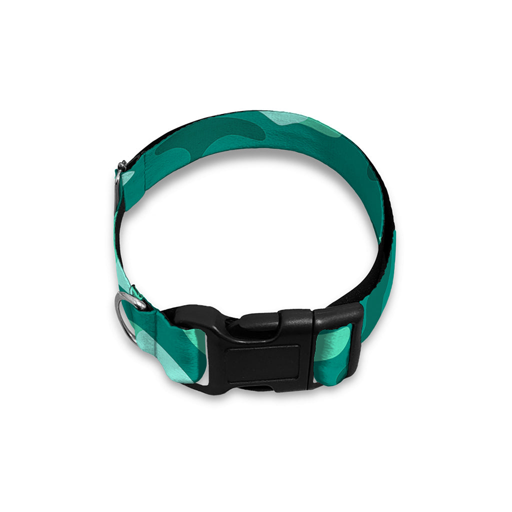 Teal Camouflage Print Dog Collar