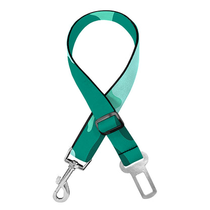 Teal Camouflage Print Dog Seat Belt