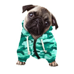 Teal Camouflage Print Dog Zip Up Hoodie