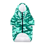 Teal Camouflage Print Dog Zip Up Hoodie