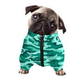 Teal Camouflage Print Dog Zip Up Jacket