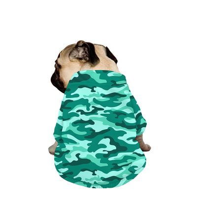 Teal Camouflage Print Dog Zip Up Jacket