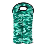 Teal Camouflage Print Double Neoprene Wine Tote