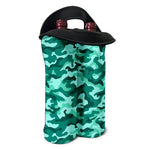 Teal Camouflage Print Double Neoprene Wine Tote