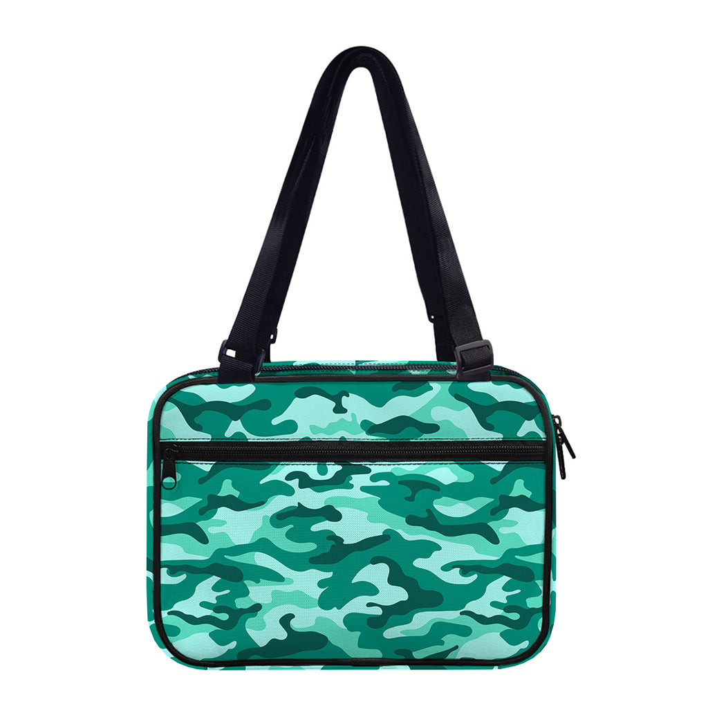 Teal Camouflage Print Double Strap Bible Bag