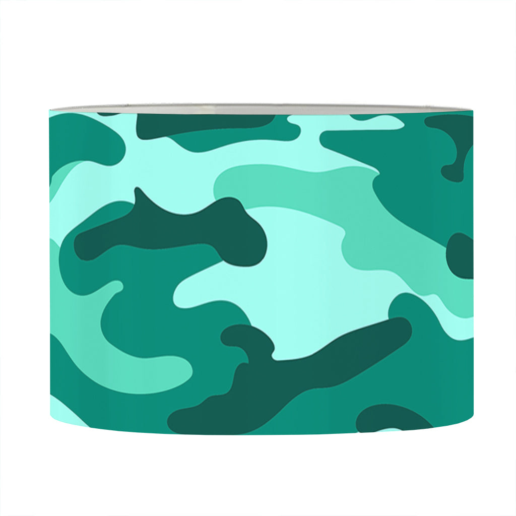 Teal Camouflage Print Drum Lamp Shade