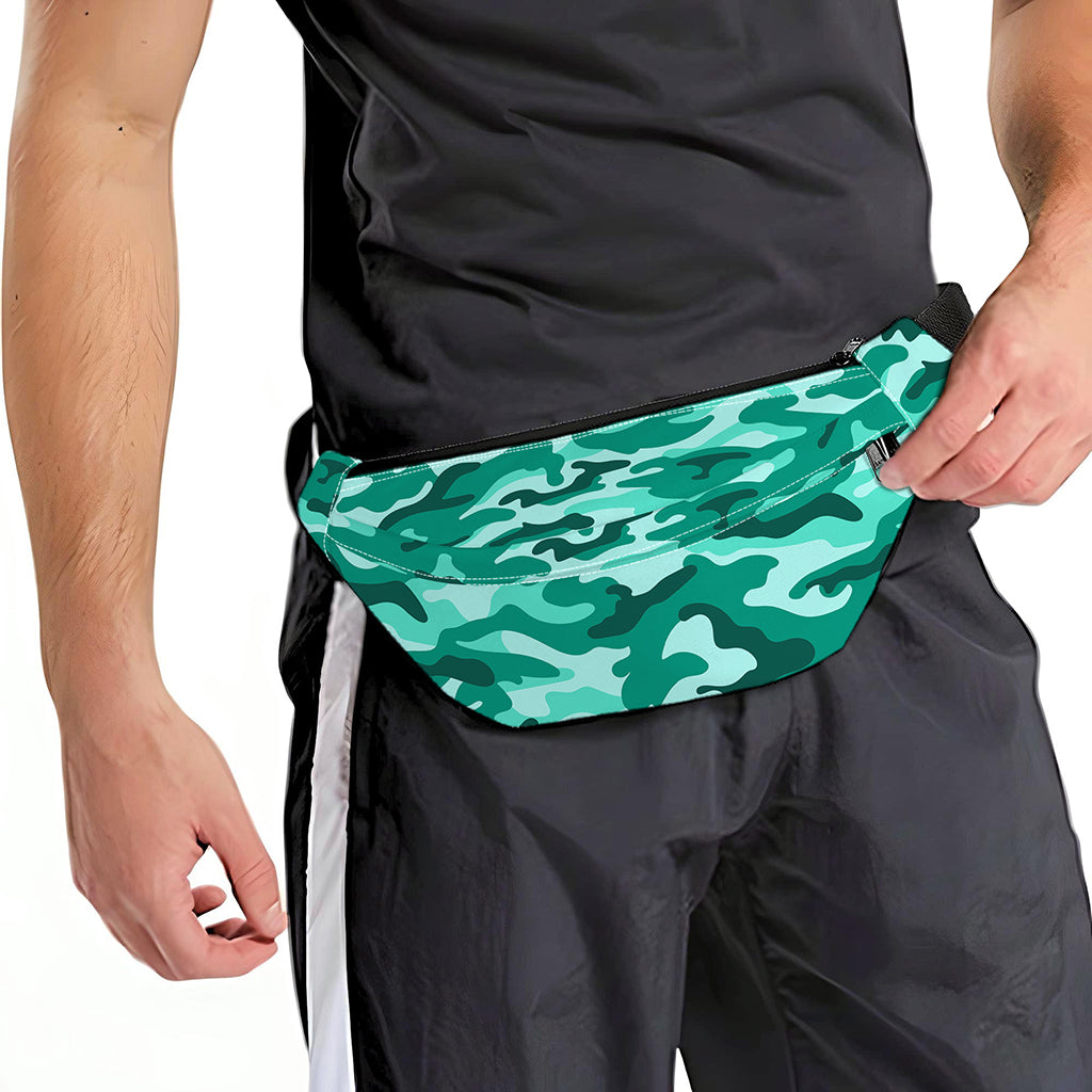 Teal Camouflage Print Fanny Pack