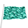 Teal Camouflage Print Flag