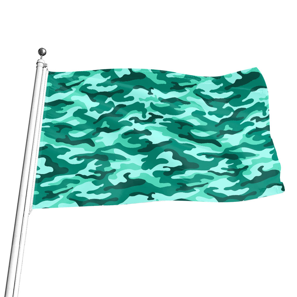 Teal Camouflage Print Flag