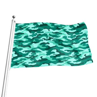 Teal Camouflage Print Flag