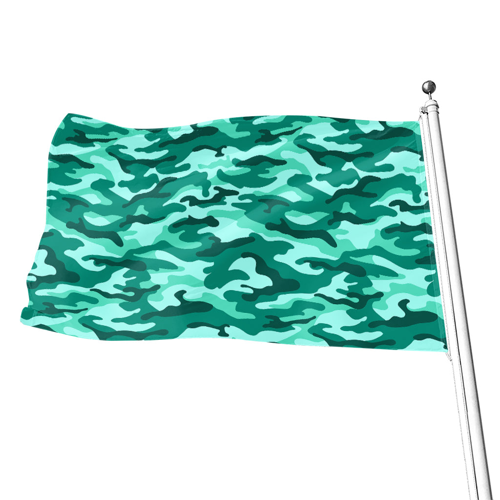 Teal Camouflage Print Flag
