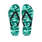 Teal Camouflage Print Flip Flops