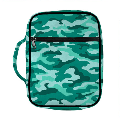 Teal Camouflage Print Front Pocket Bible Bag