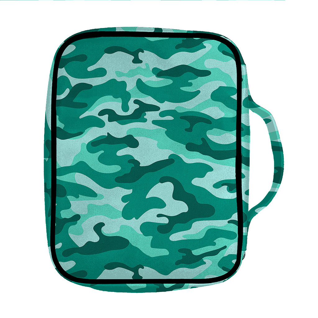 Teal Camouflage Print Front Pocket Bible Bag