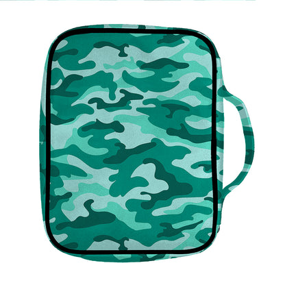 Teal Camouflage Print Front Pocket Bible Bag