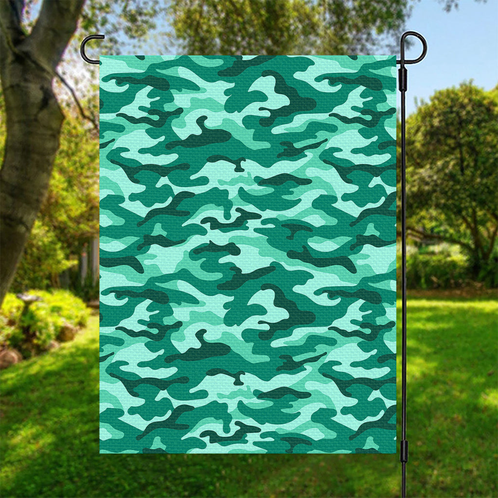 Teal Camouflage Print Garden Flag