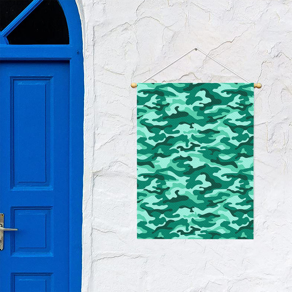 Teal Camouflage Print Garden Flag