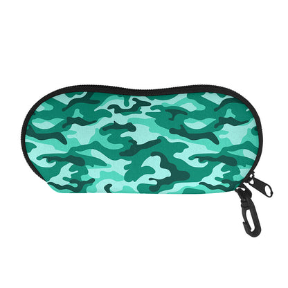 Teal Camouflage Print Glasses Case