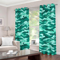 Teal Camouflage Print Grommet Curtains