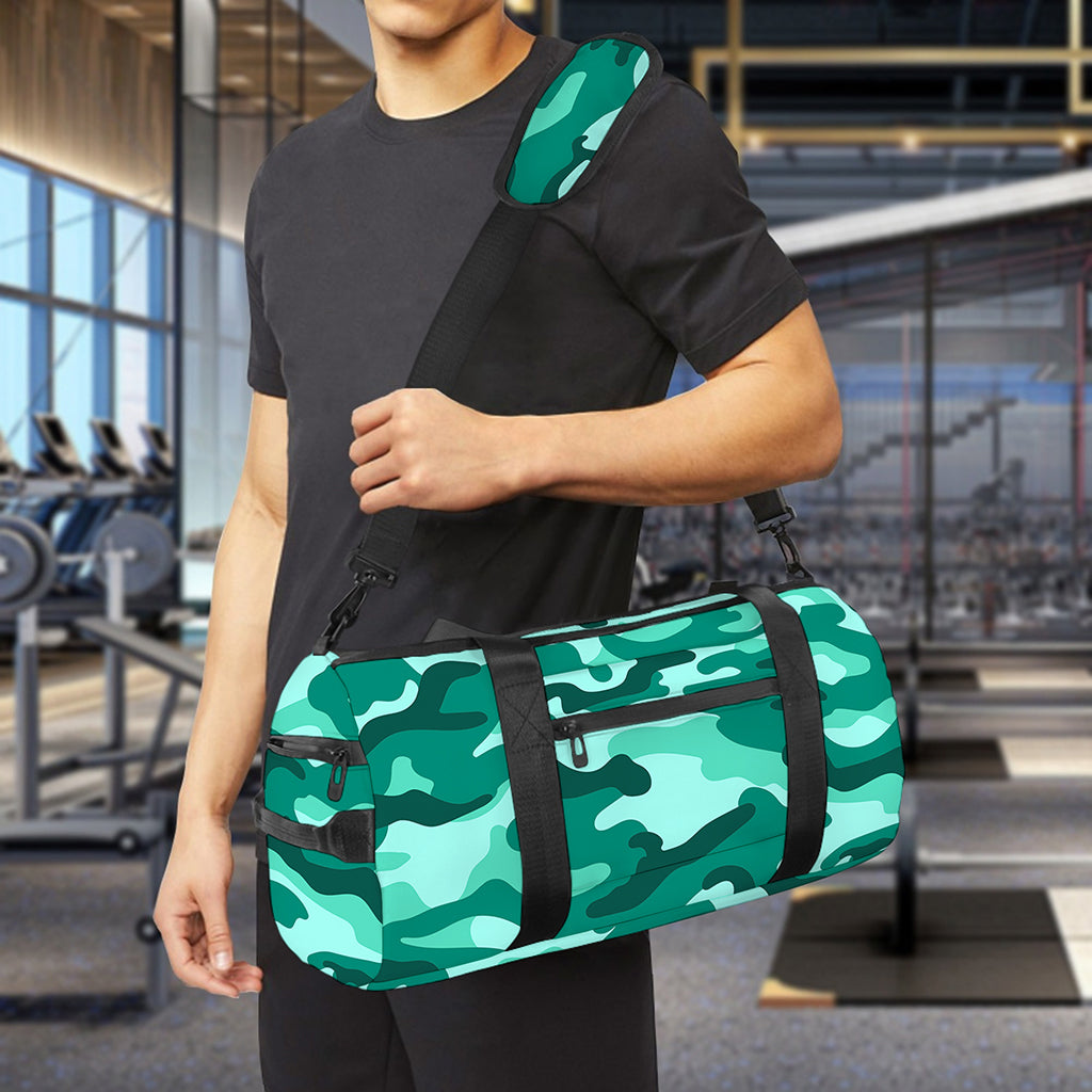 Teal Camouflage Print Gym Bag