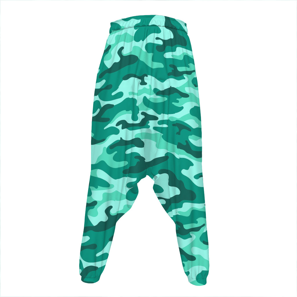 Teal Camouflage Print Hammer Pants
