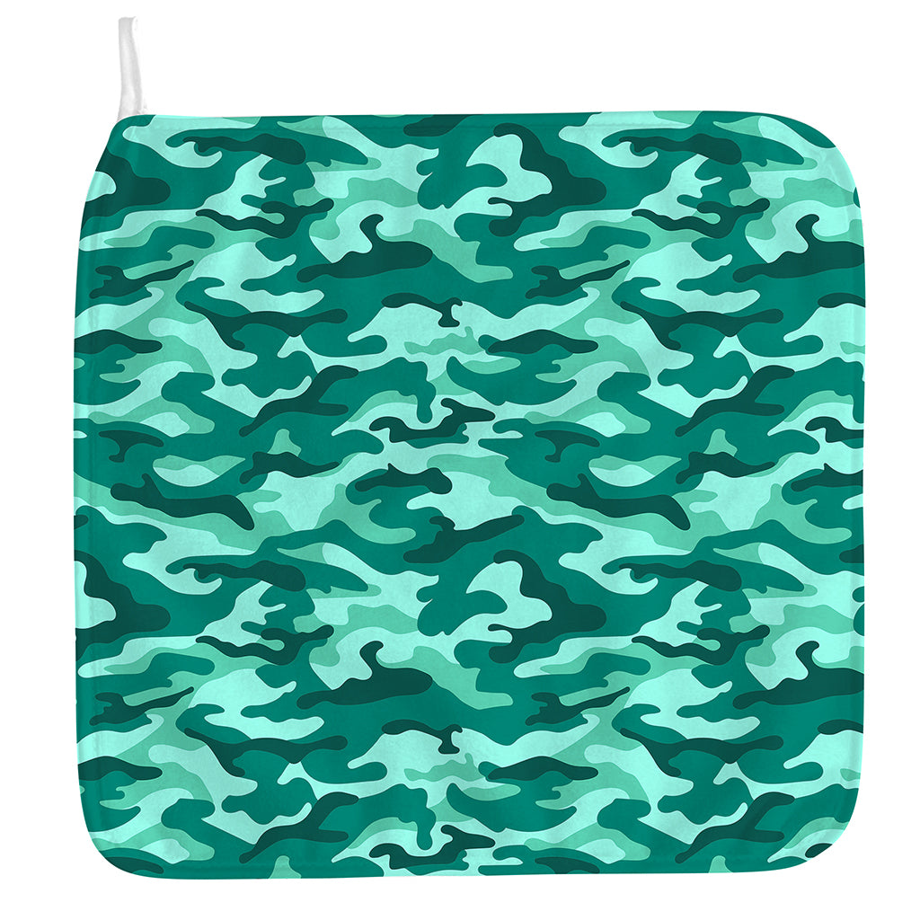 Teal Camouflage Print Hand Towel