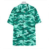 Teal Camouflage Print Hawaiian Shirt