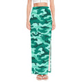 Teal Camouflage Print High Slit Maxi Skirt