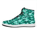 Teal Camouflage Print High Top Leather Sneakers