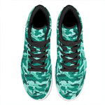 Teal Camouflage Print High Top Leather Sneakers