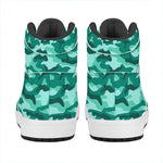 Teal Camouflage Print High Top Leather Sneakers