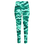 Teal Camouflage Print High-Waisted Pocket Leggings