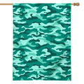 Teal Camouflage Print House Flag