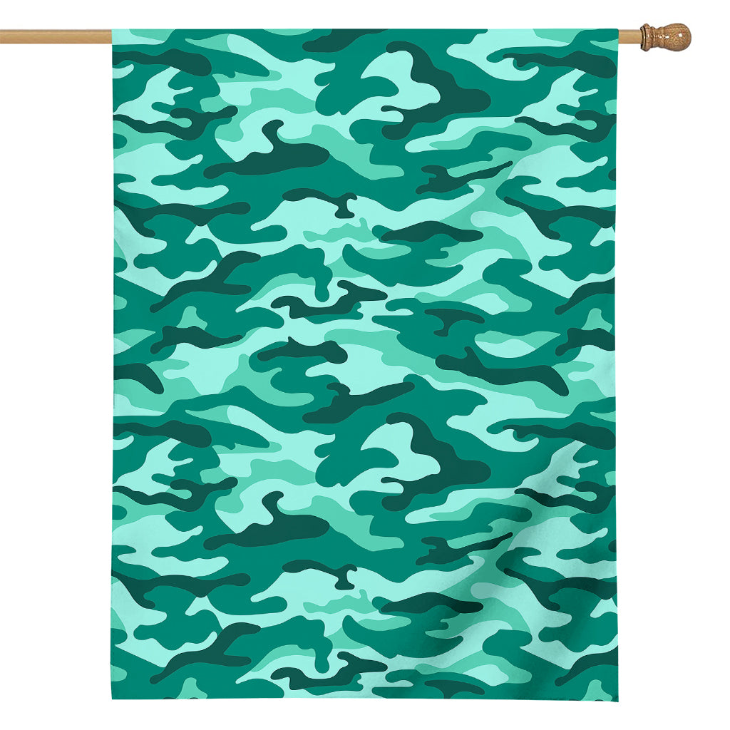 Teal Camouflage Print House Flag