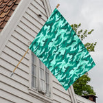 Teal Camouflage Print House Flag