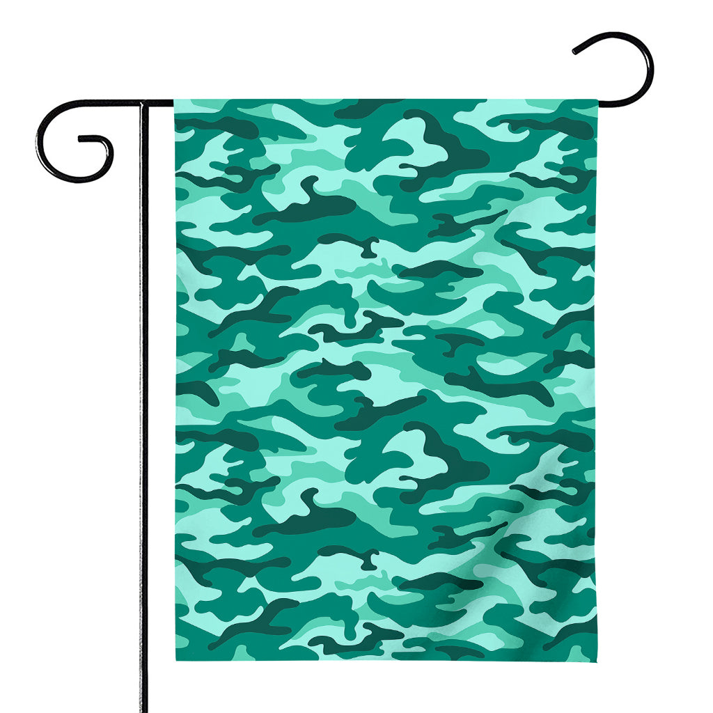 Teal Camouflage Print House Flag