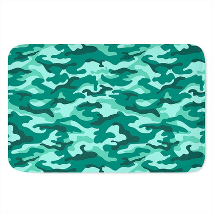 Teal Camouflage Print Indoor Door Mat