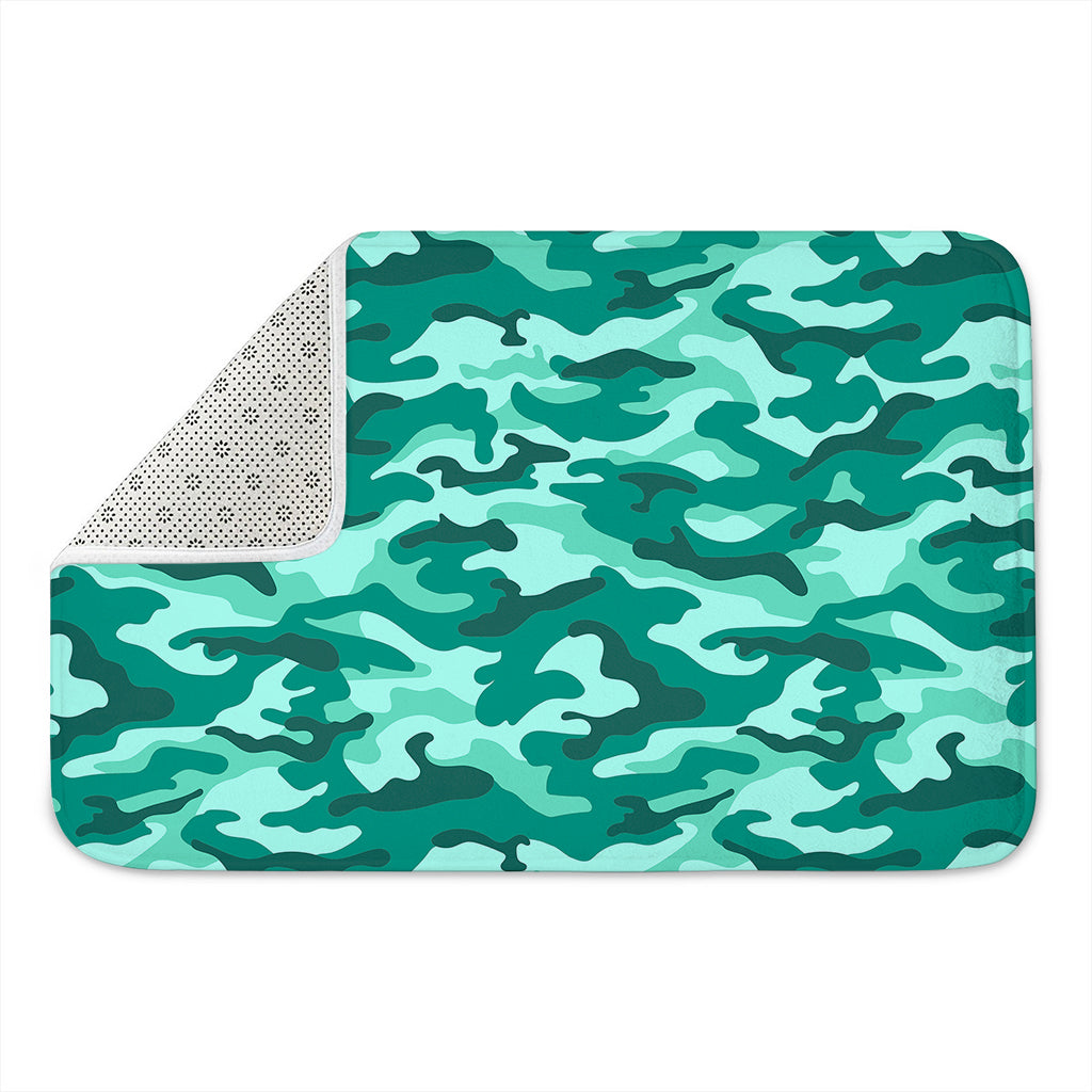 Teal Camouflage Print Indoor Door Mat