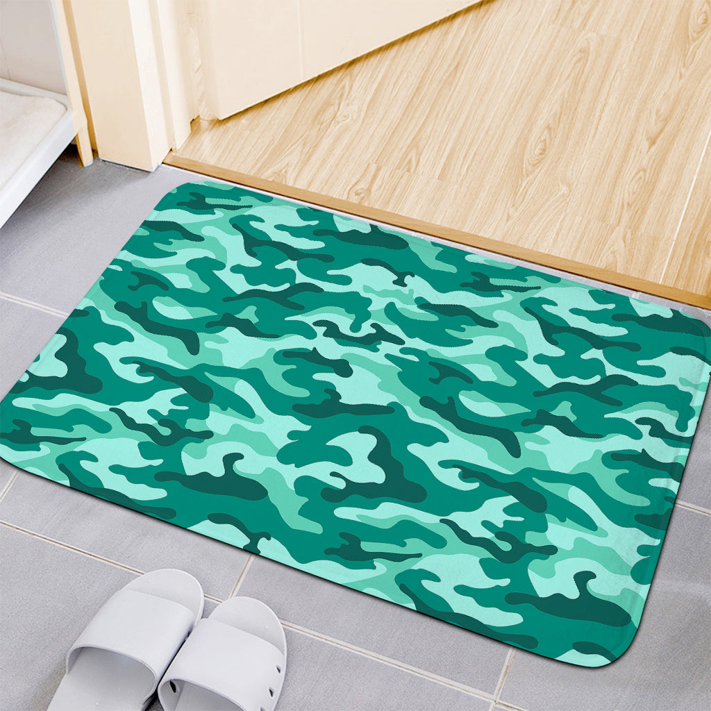 Teal Camouflage Print Indoor Door Mat