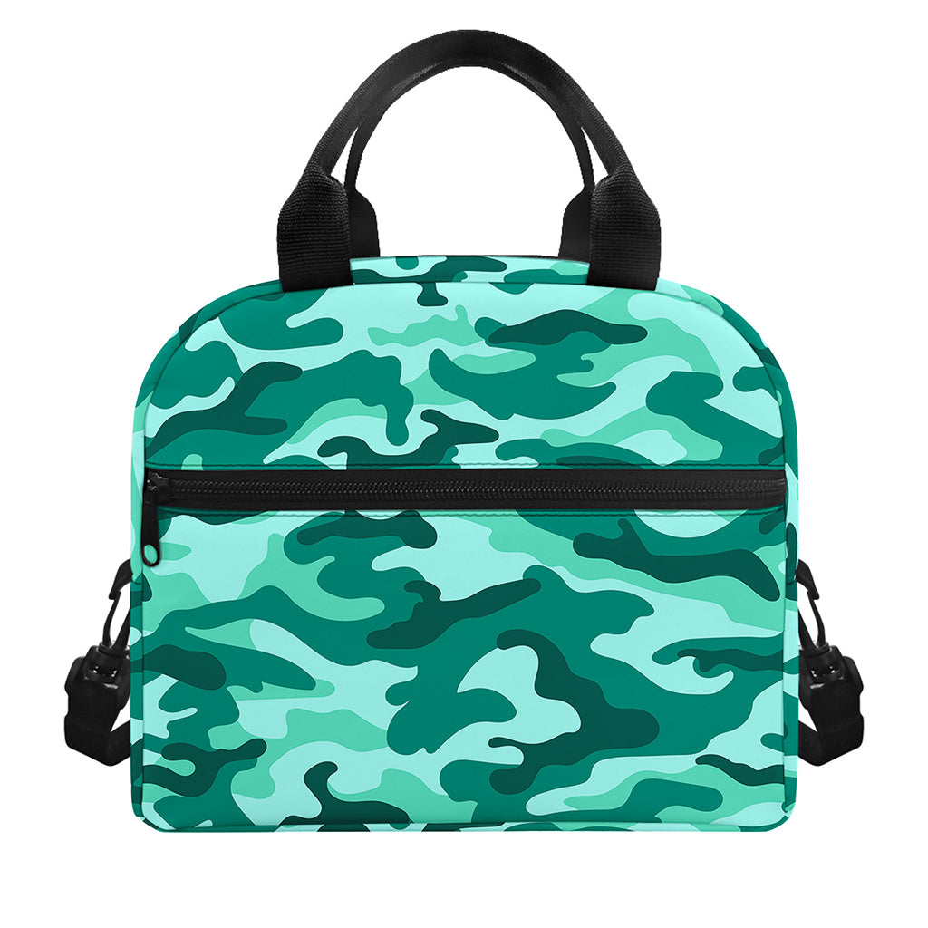 Teal Camouflage Print Insulated Lunch Bag