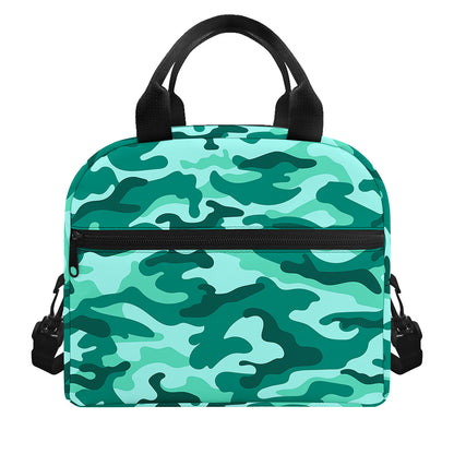 Teal Camouflage Print Insulated Lunch Bag
