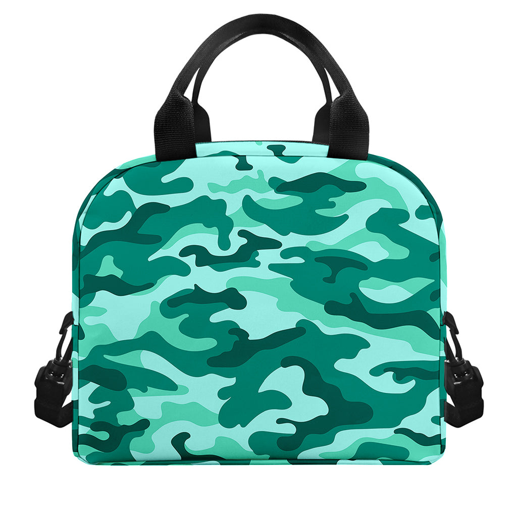 Teal Camouflage Print Insulated Lunch Bag