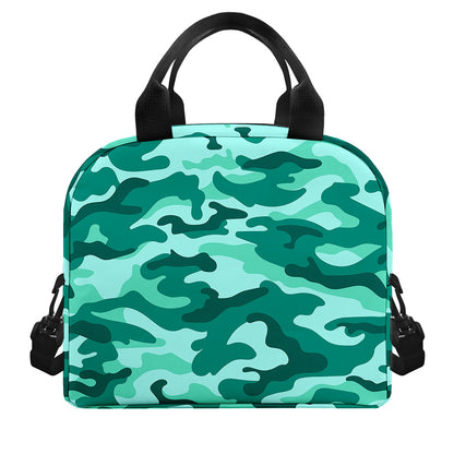 Teal Camouflage Print Insulated Lunch Bag